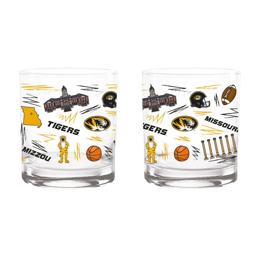 Set of 2 Missouri Tigers 14oz Local Rocks Glasses