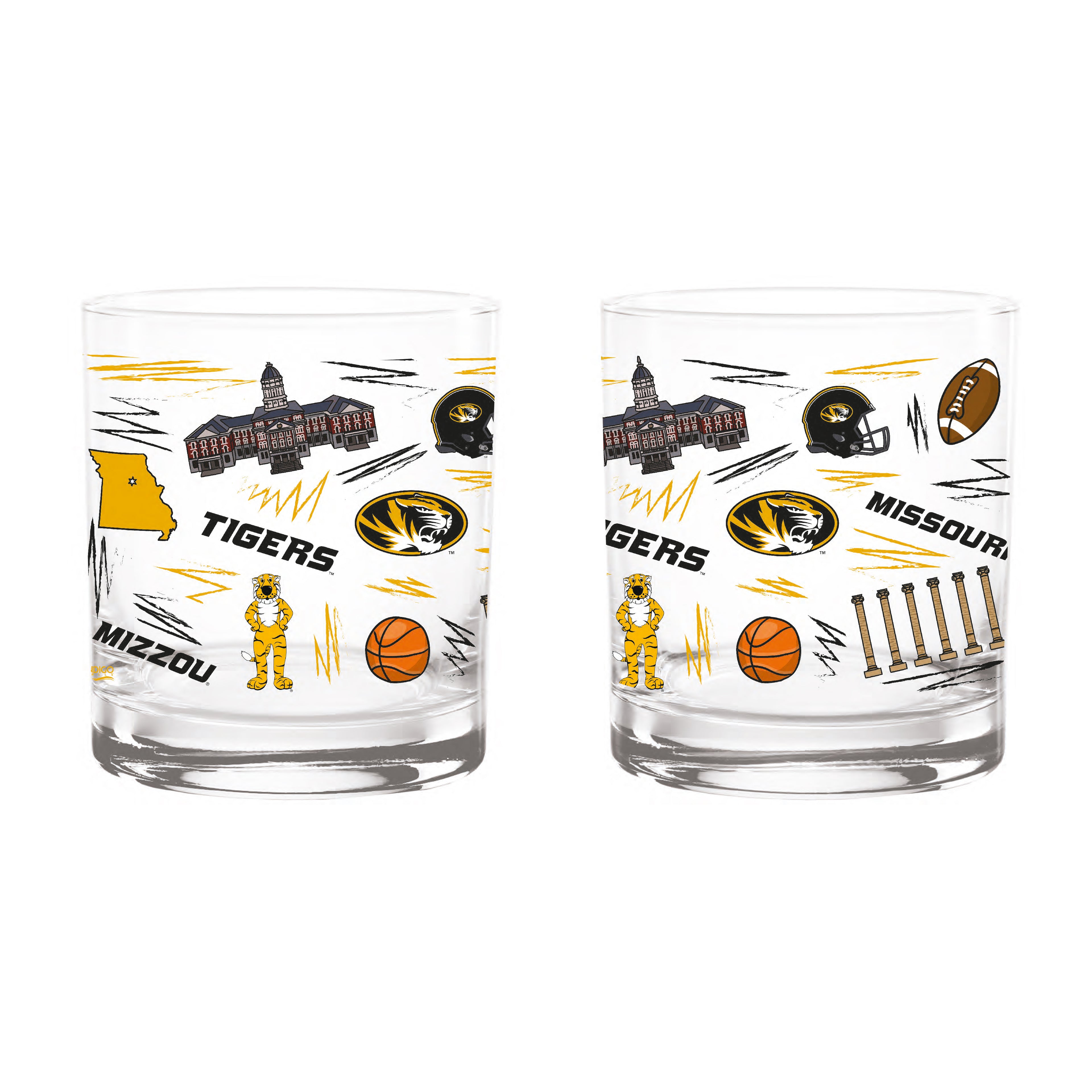 Set of 2 Missouri Tigers 14oz Local Rocks Glasses