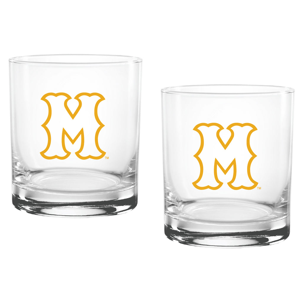 Set of 2 Missouri Tigers College Vault Sketch 14oz Rocks Glasses