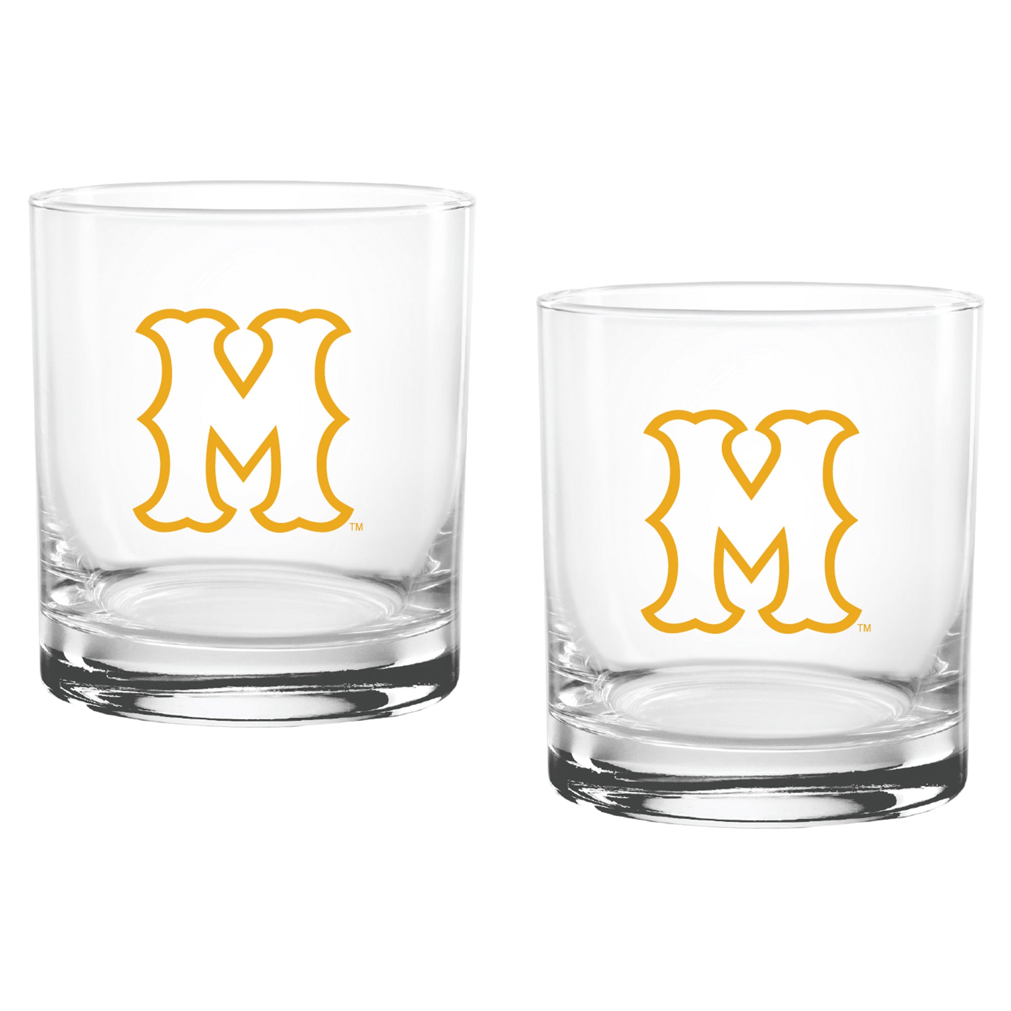Set of 2 Missouri Tigers College Vault Sketch 14oz Rocks Glasses