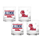 Set of 4 Ole Miss Rebels 14oz Alumni Rocks Glasses