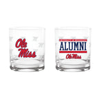 Set of 2 Ole Miss Rebels 14oz Alumni Rocks Glasses
