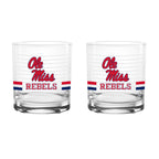 Set of 2 Ole Miss Rebels 14oz Ring Rocks Glasses