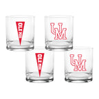 Set of 4 Ole Miss Rebels College Vault Sketch 14oz Rocks Glasses