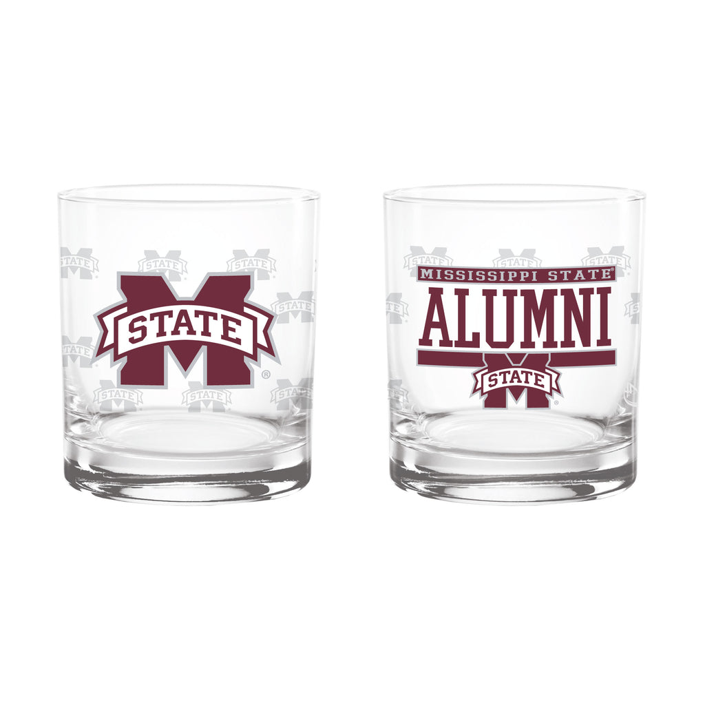 Set of 2 Mississippi State Bulldogs 14oz Alumni Rocks Glasses
