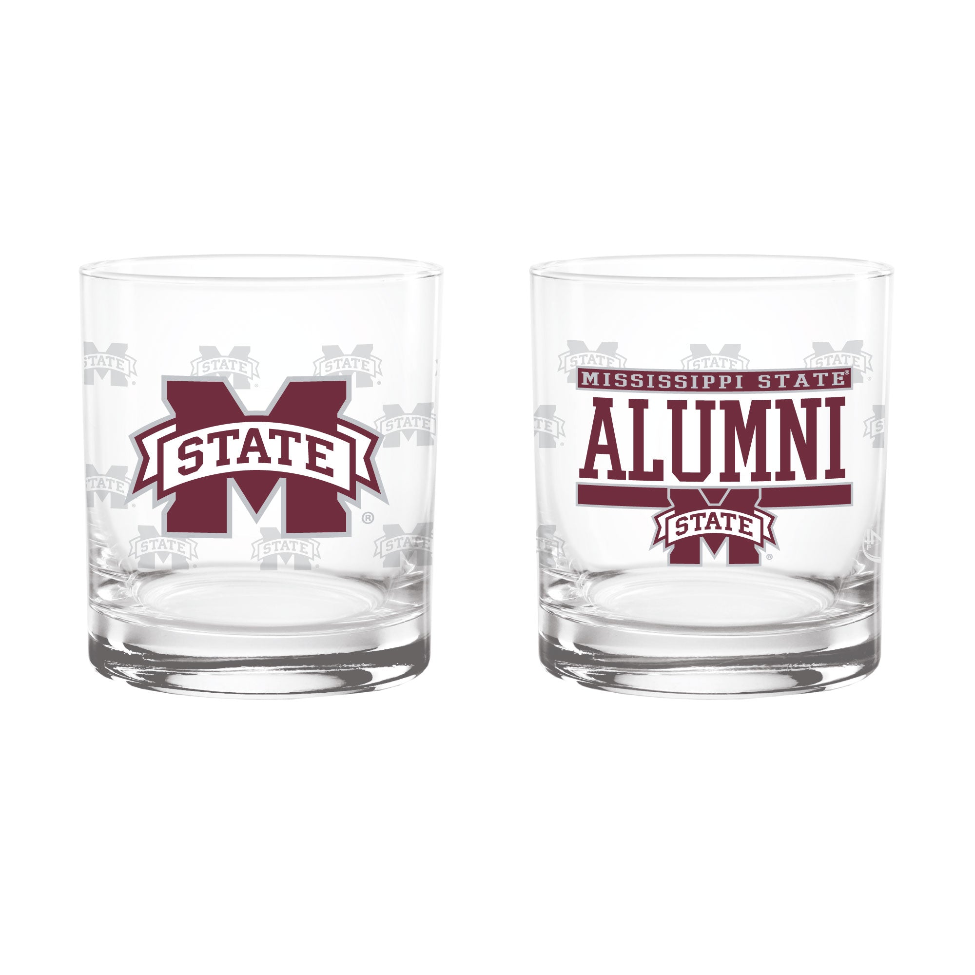 Set of 2 Mississippi State Bulldogs 14oz Alumni Rocks Glasses