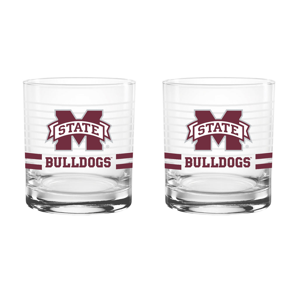 Set of 2 Mississippi State Bulldogs 14oz Ring Rocks Glasses