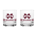 Set of 2 Mississippi State Bulldogs 14oz Ring Rocks Glasses