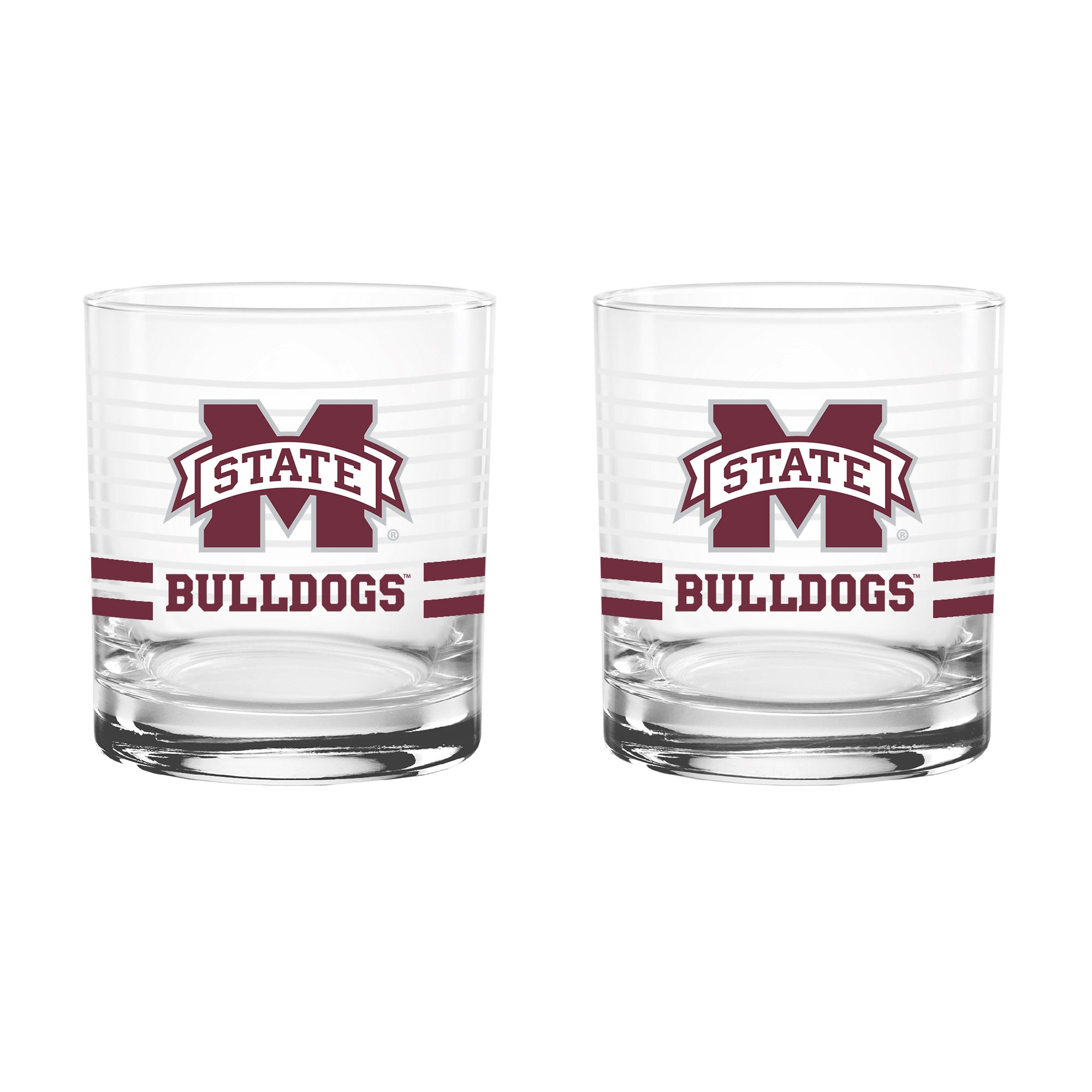 Set of 2 Mississippi State Bulldogs 14oz Ring Rocks Glasses