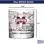 Set of 4 Mississippi State Bulldogs Campus Line Art 14oz Rocks Glasses