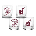 Set of 4 Mississippi State Bulldogs College Vault Sketch 14oz Rocks Glasses