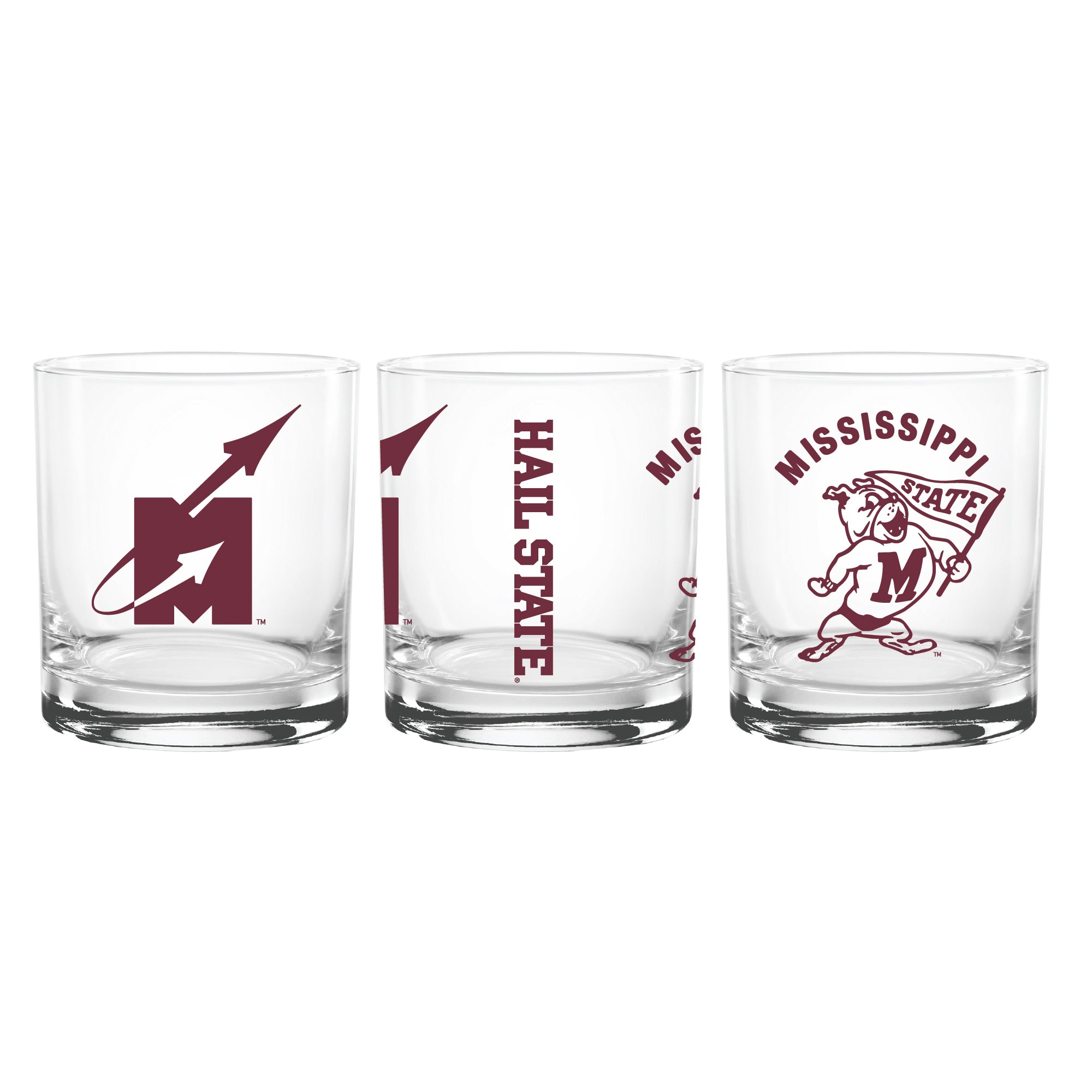 Set of 2 Mississippi State Bulldogs College Vault Sketch 14oz Rocks Glasses