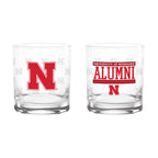 Set of 2 Nebraska Cornhuskers 14oz Alumni Rocks Glasses