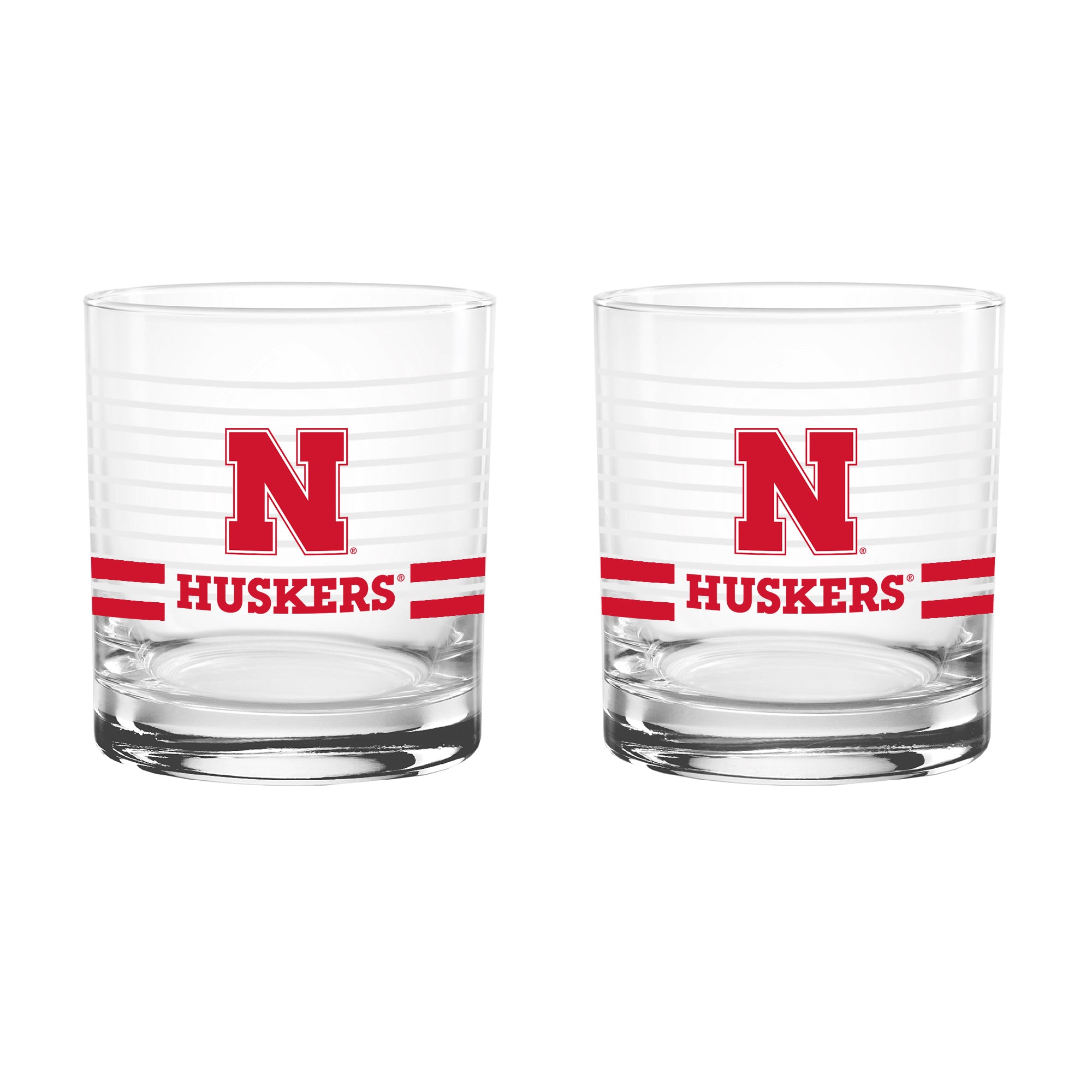 Set of 2 Nebraska Cornhuskers 14oz Ring Rocks Glasses