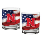 Set of 2 Nebraska Cornhuskers 14oz Americana Rocks Glasses