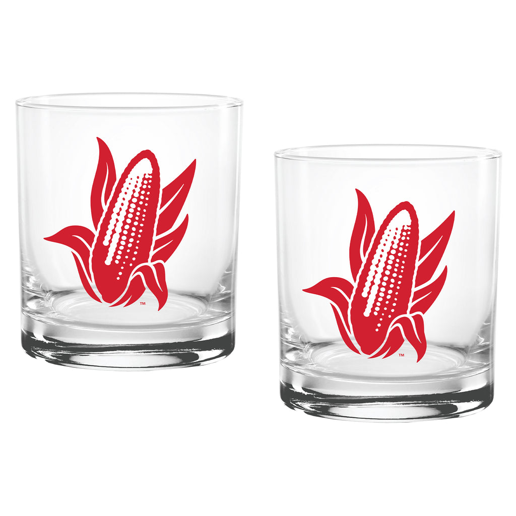Set of 2 Nebraska Cornhuskers College Vault Sketch 14oz Rocks Glasses