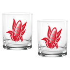 Set of 2 Nebraska Cornhuskers College Vault Sketch 14oz Rocks Glasses