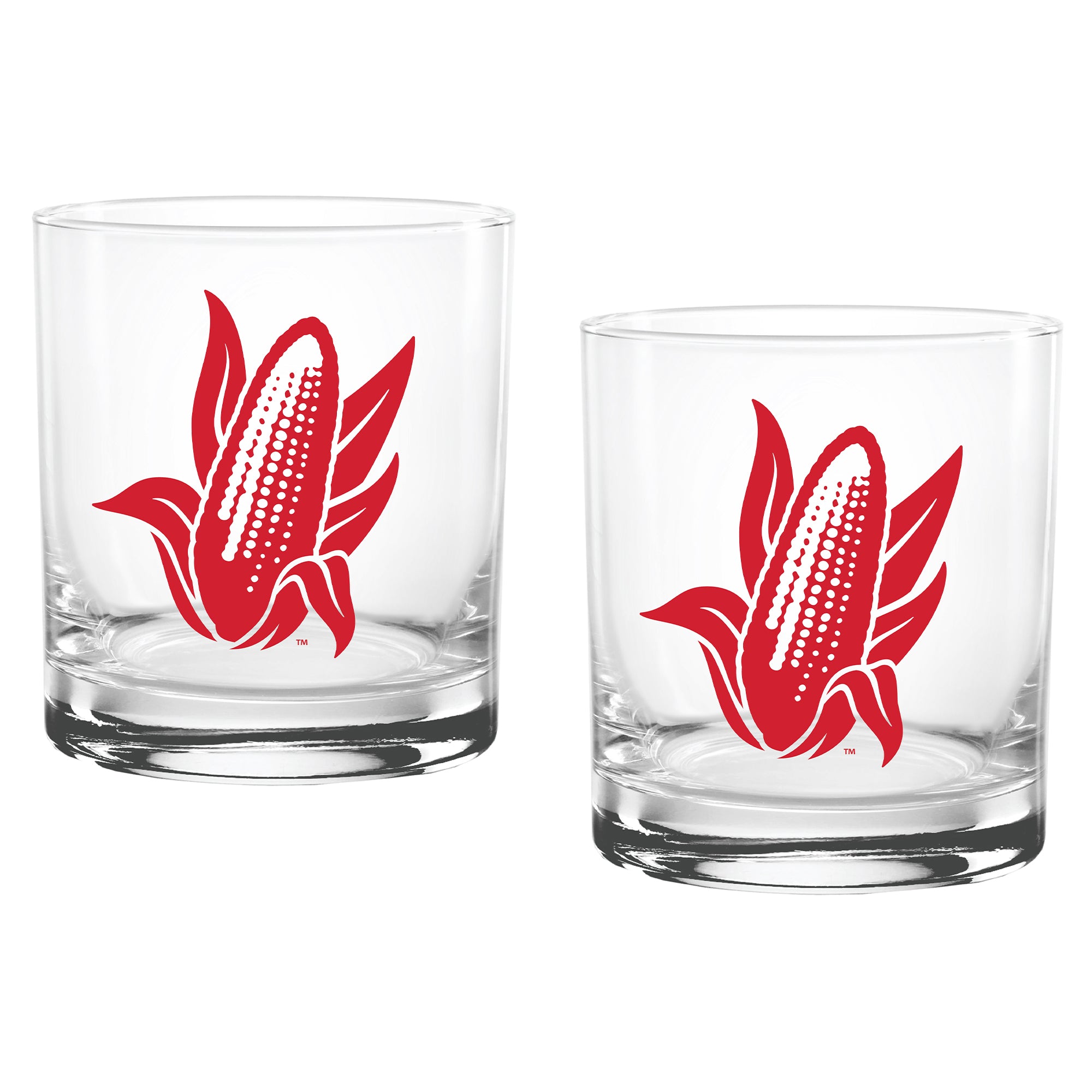 Set of 2 Nebraska Cornhuskers College Vault Sketch 14oz Rocks Glasses