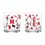 Set of 2 Nebraska Cornhuskers Basketball Sketch 14oz Rocks Glasses