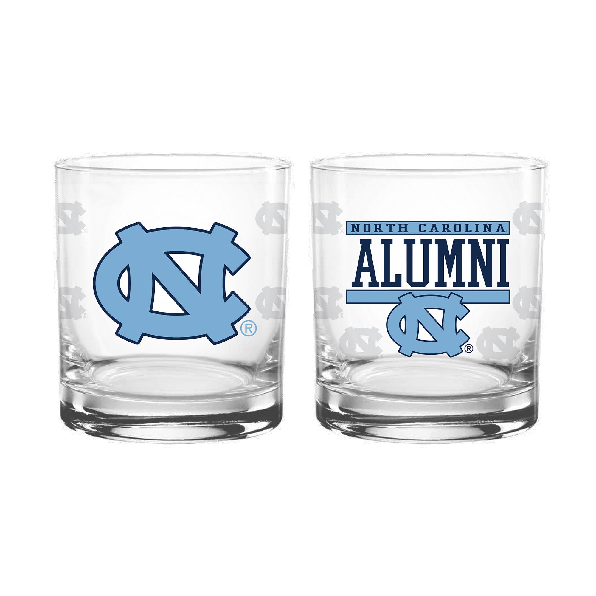 Set of 2 North Carolina Tar Heels 14oz Alumni Rocks Glasses