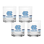 Set of 4 North Carolina Tar Heels 14oz Ring Rocks Glasses
