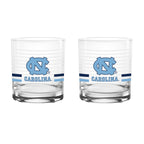 Set of 2 North Carolina Tar Heels 14oz Ring Rocks Glasses