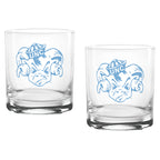 Set of 2 North Carolina Tar Heels College Vault Sketch 14oz Rocks Glasses