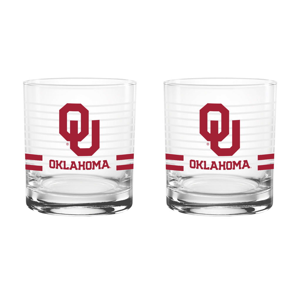 Set of 2 Oklahoma Sooners 14oz Ring Rocks Glasses