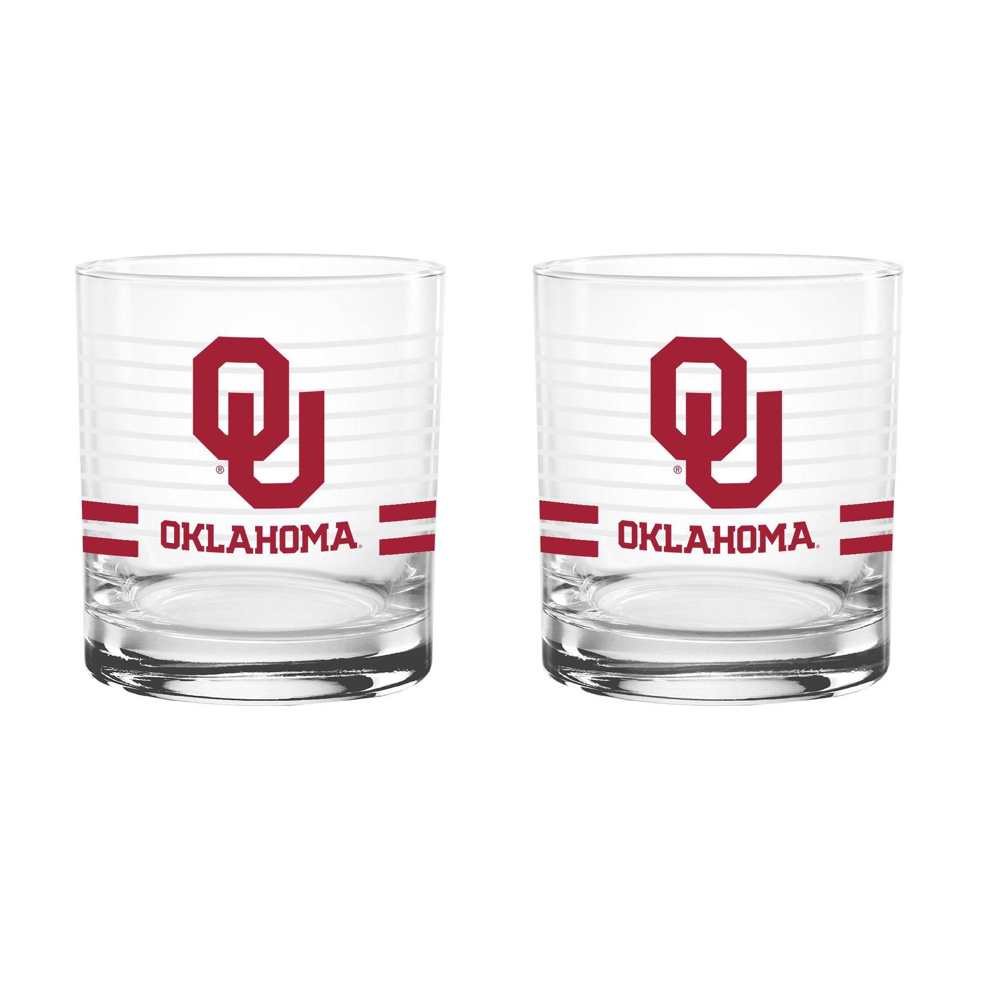 Set of 2 Oklahoma Sooners 14oz Ring Rocks Glasses