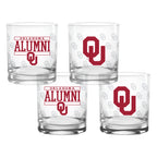 Set of 4 Oklahoma Sooners 14oz Alumni Rocks Glasses
