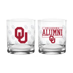 Set of 2 Oklahoma Sooners 14oz Alumni Rocks Glasses
