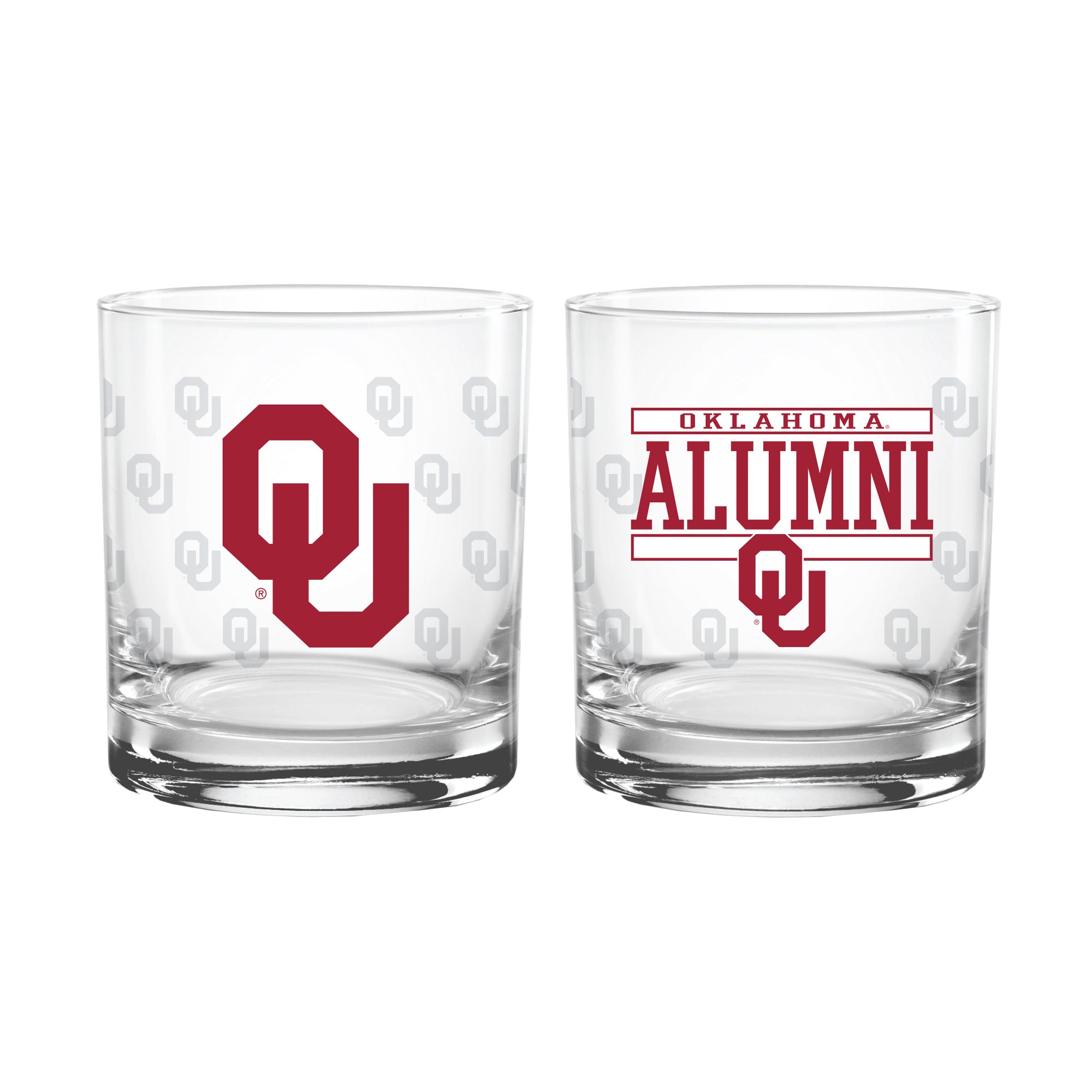 Set of 2 Oklahoma Sooners 14oz Alumni Rocks Glasses
