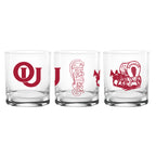 Set of 2 Oklahoma Sooners College Vault Sketch 14oz Rocks Glasses