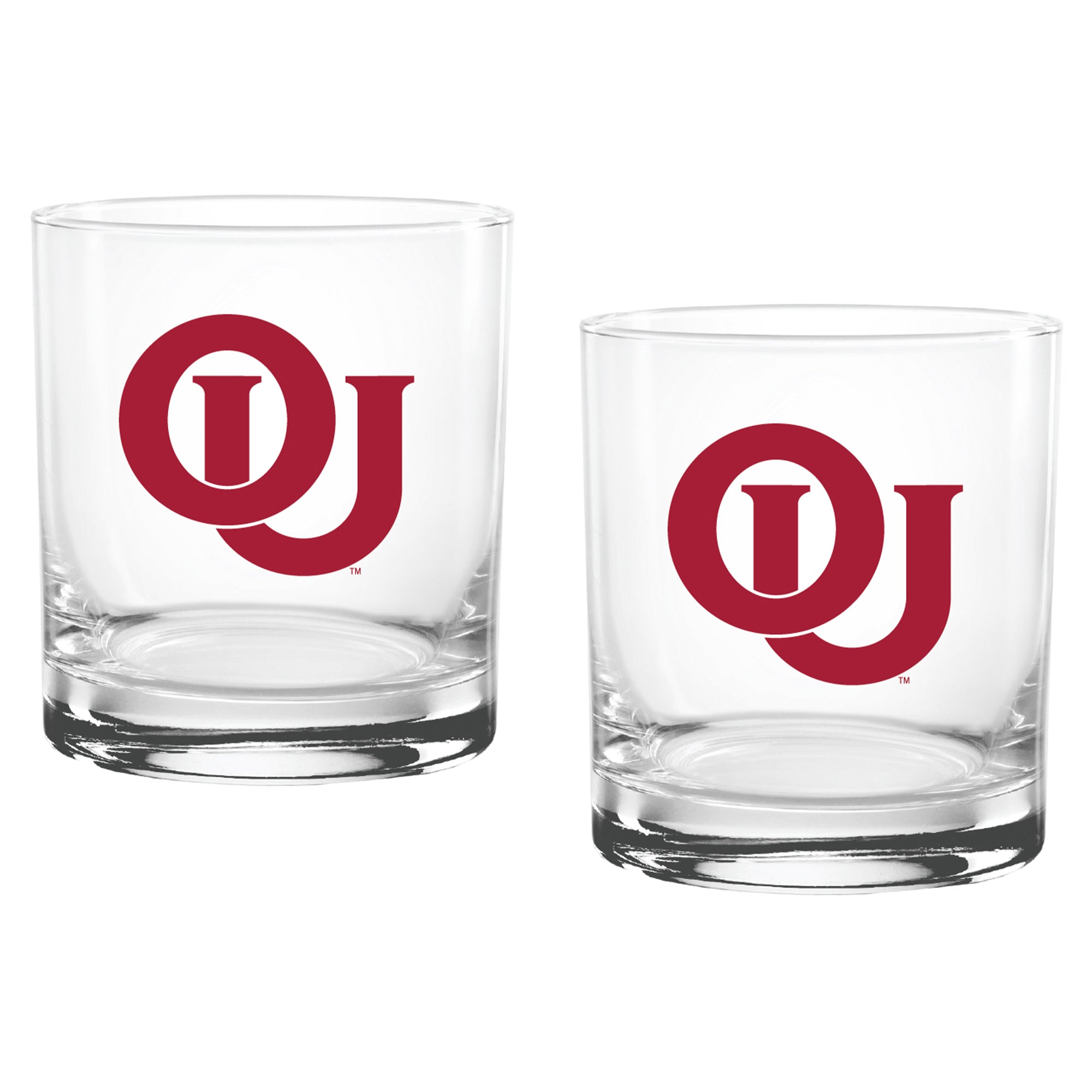 Set of 2 Oklahoma Sooners College Vault Sketch 14oz Rocks Glasses
