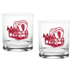 Set of 2 Oklahoma Sooners College Vault Sketch 14oz Rocks Glasses
