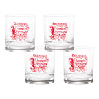 Set of 4 Oklahoma Sooners Mascot by Laura Wilcox 14oz Rocks Glasses