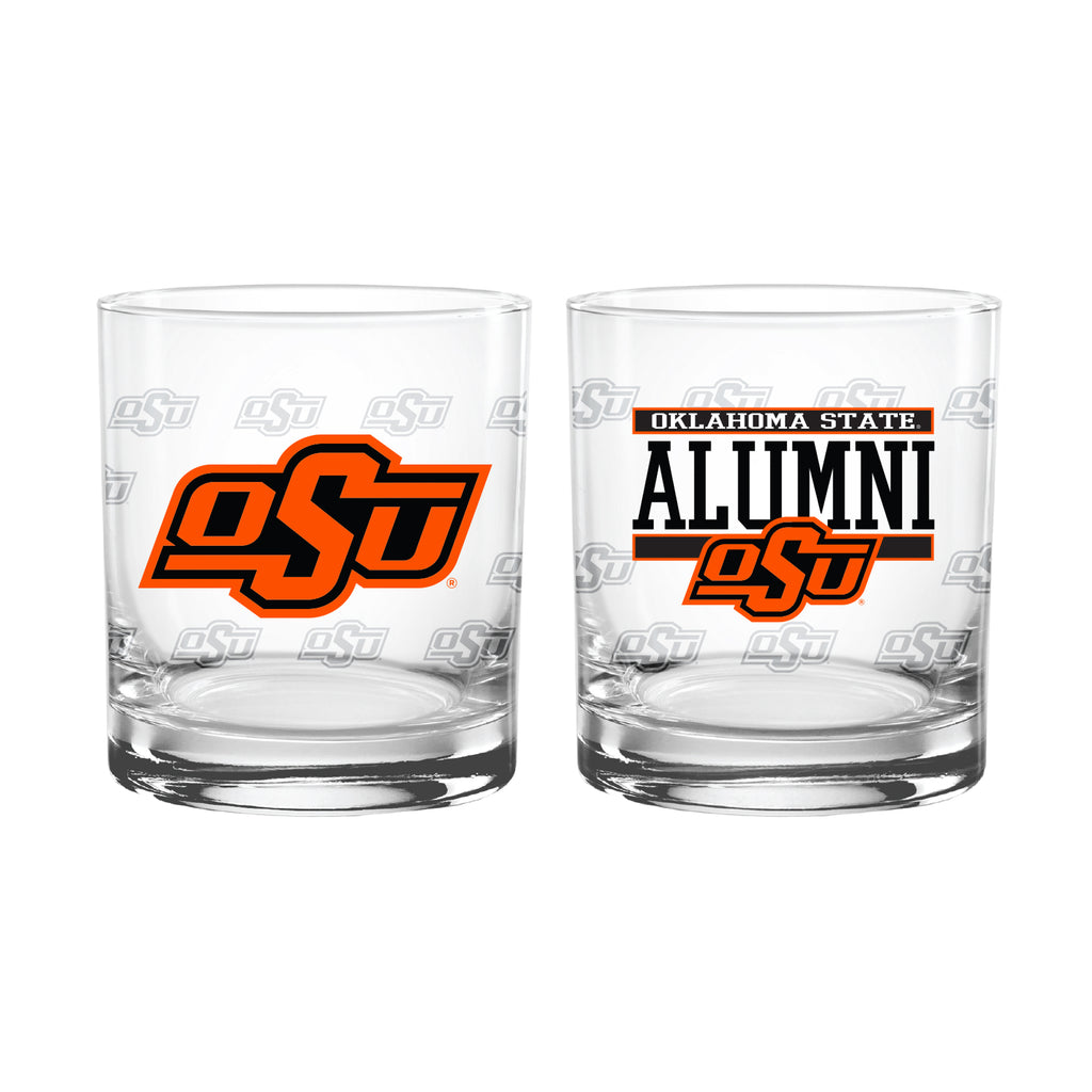 Set of 2 Oklahoma State Cowboys 14oz Alumni Rocks Glasses
