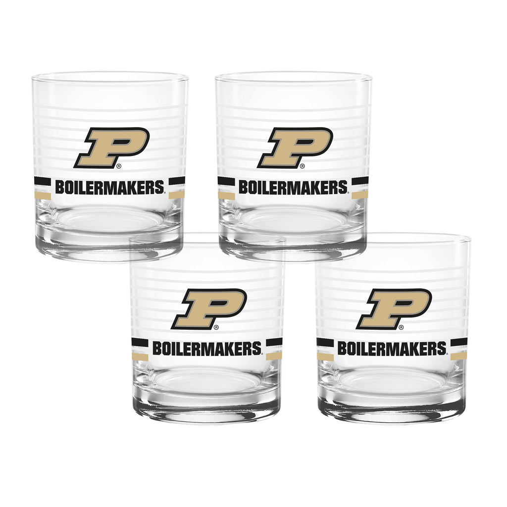 Set of 4 Purdue Boilermakers 14oz Ring Rocks Glasses