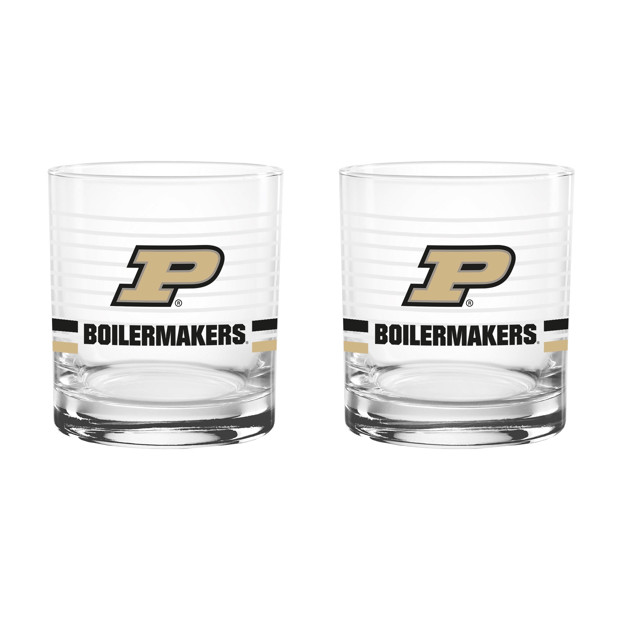 Set of 2 Purdue Boilermakers 14oz Ring Rocks Glasses