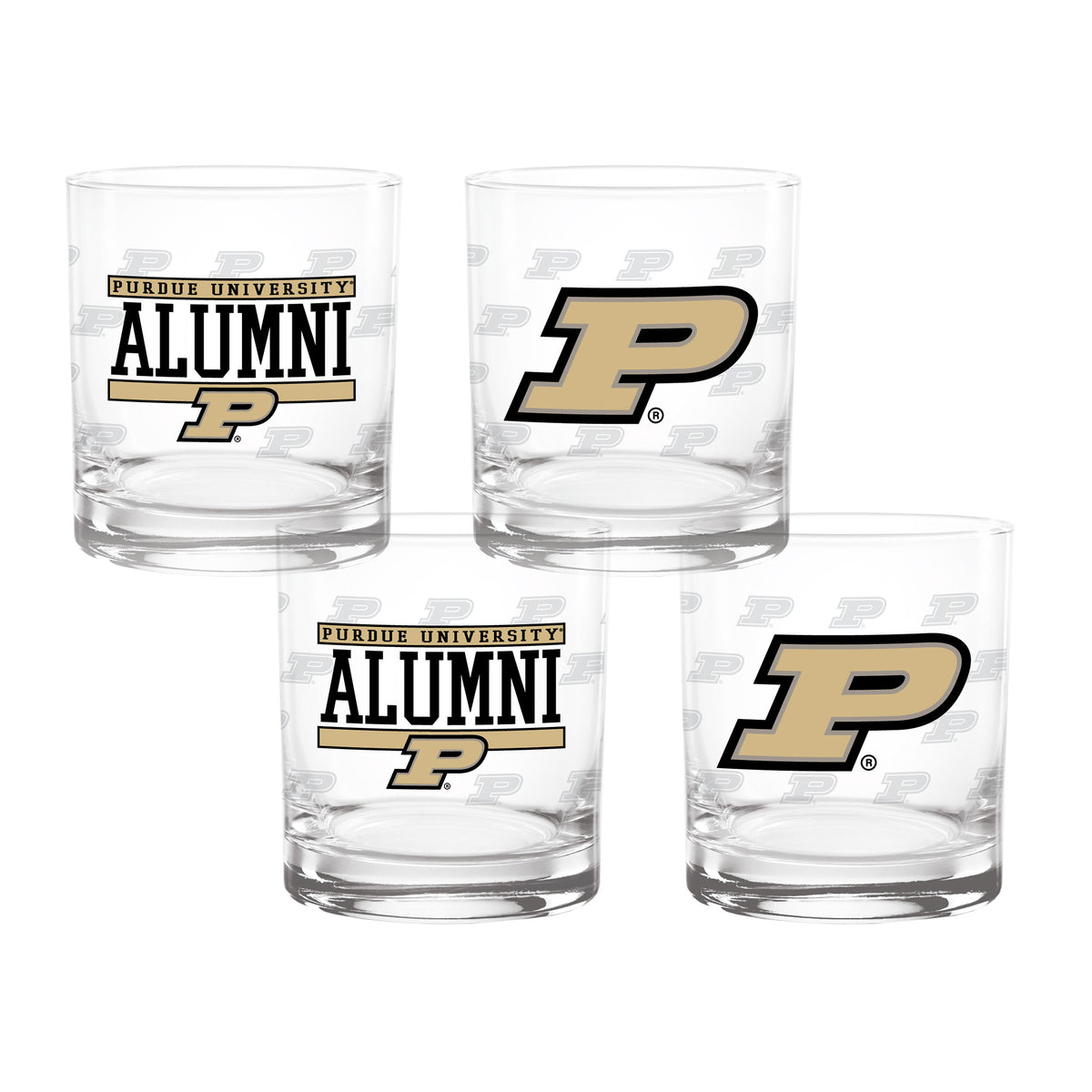 Set of 4 Purdue Boilermakers 14oz Alumni Rocks Glasses