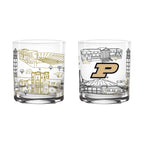 Set of 2 Purdue Boilermakers Campus Line Art 14oz Rocks Glasses