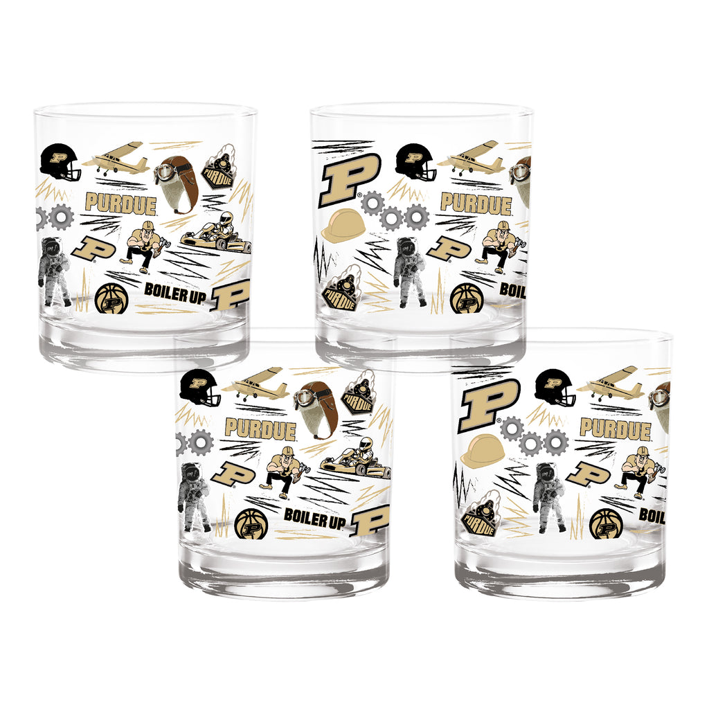 Set of 4 Purdue Boilermakers 14oz Local Rocks Glasses