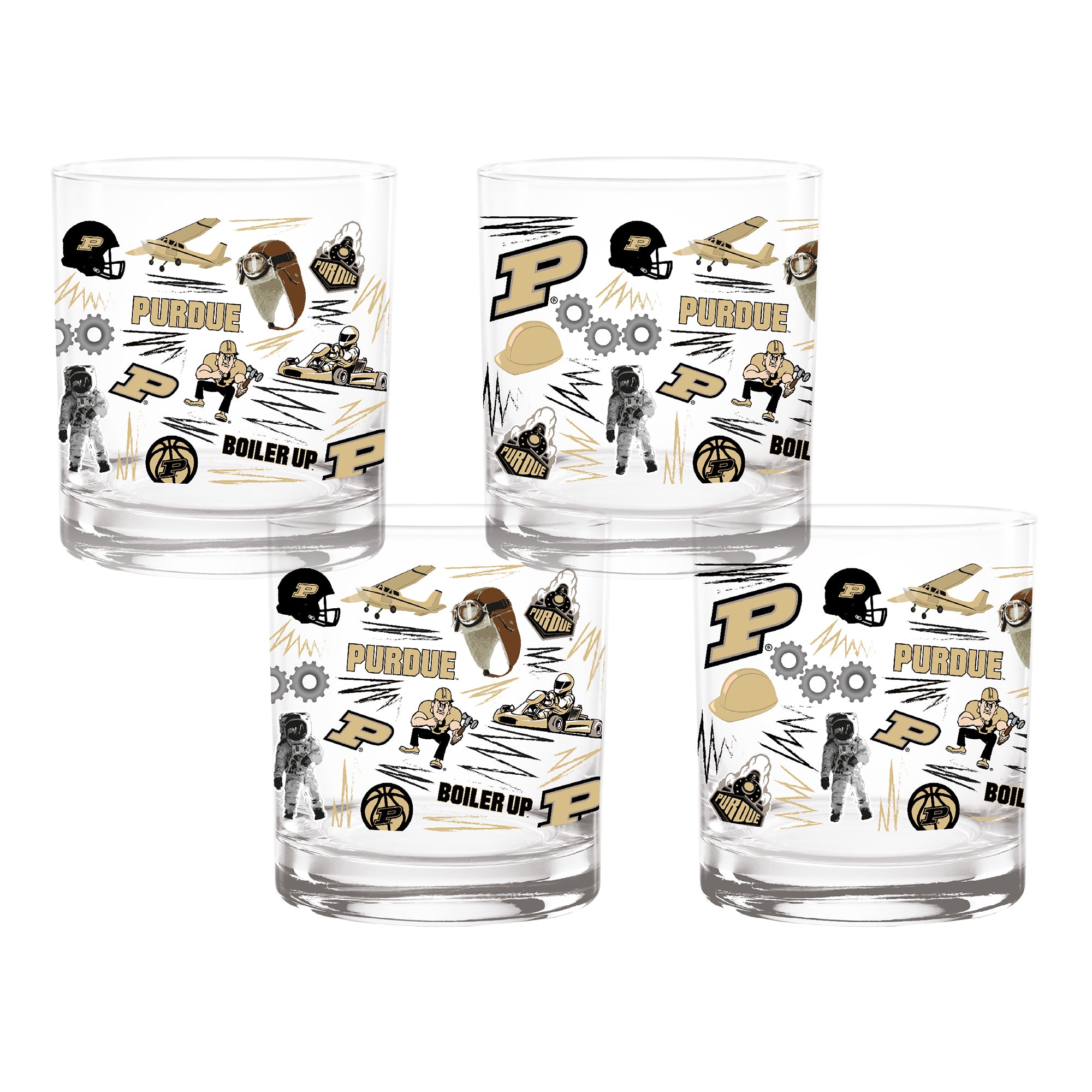 Set of 4 Purdue Boilermakers 14oz Local Rocks Glasses