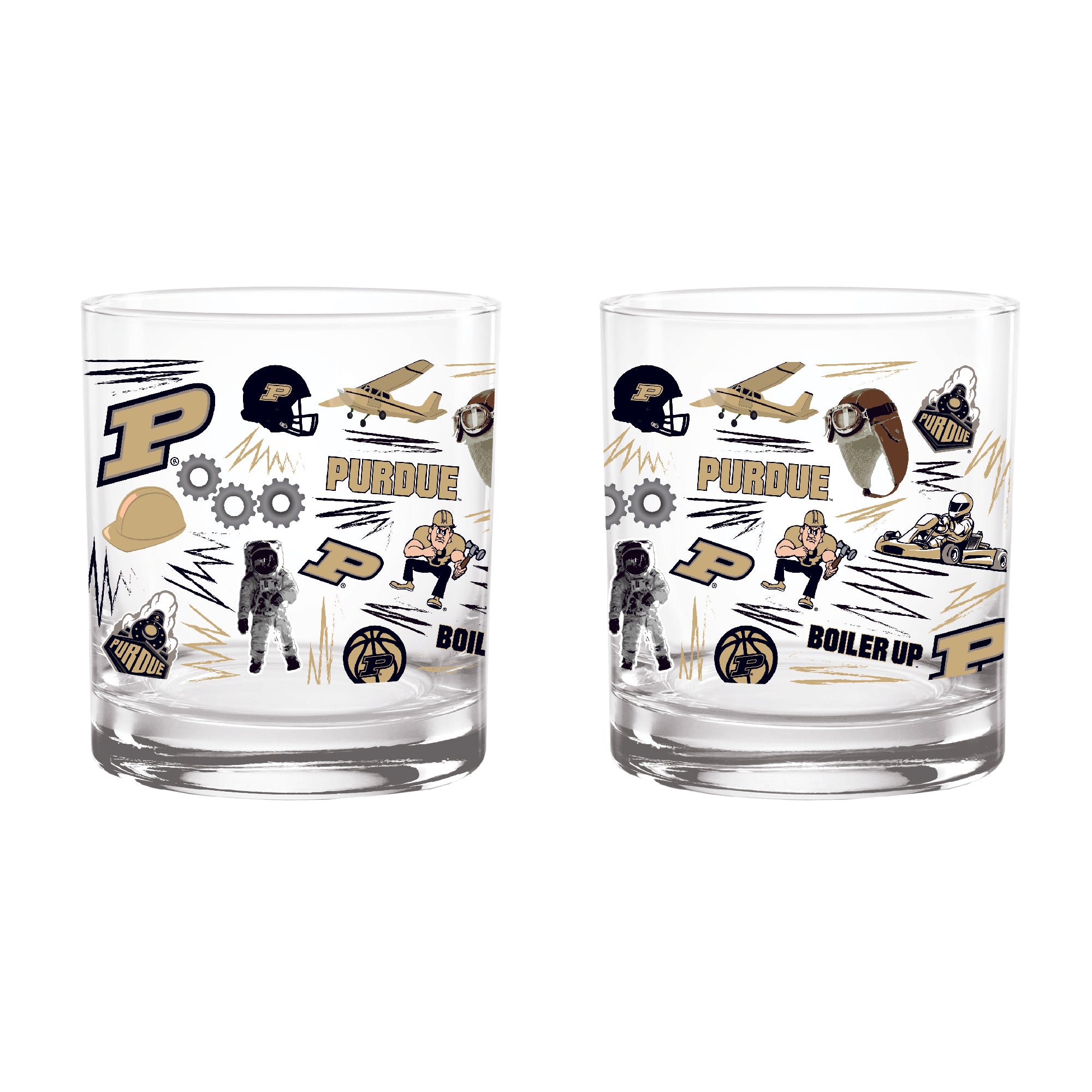 Set of 2 Purdue Boilermakers 14oz Local Rocks Glasses