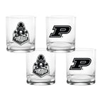 Set of 4 Purdue Boilermakers College Vault Sketch 14oz Rocks Glasses