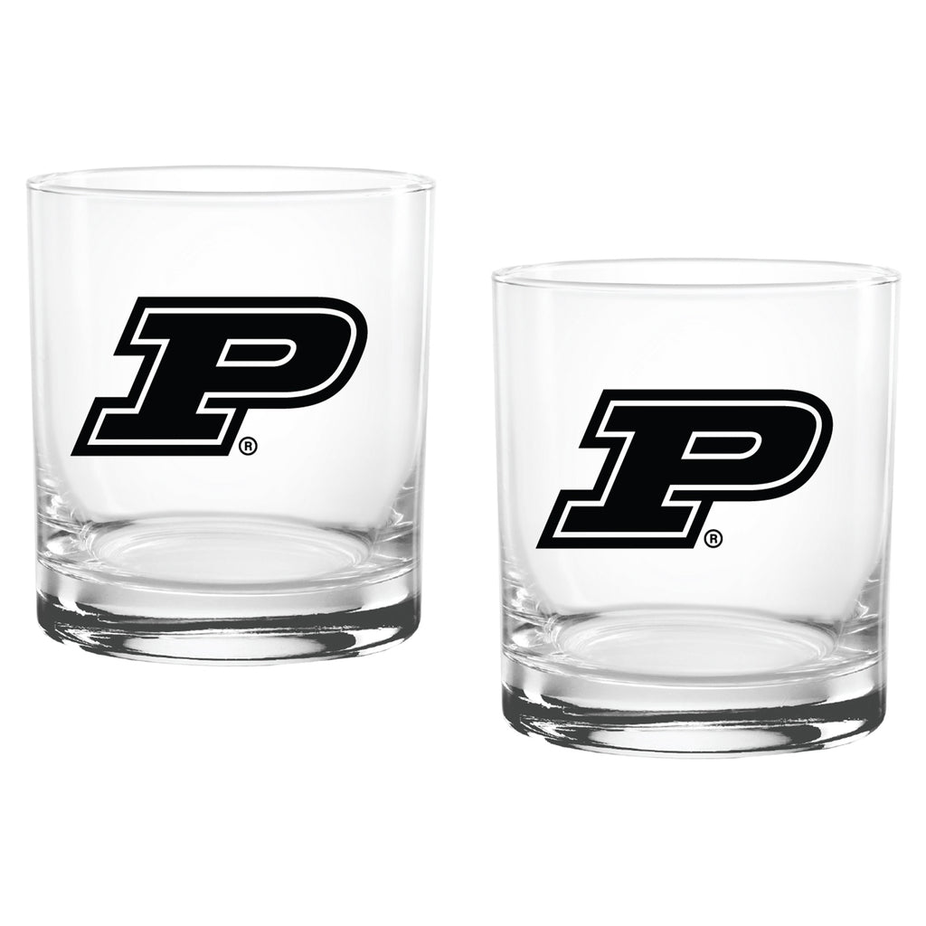 Set of 2 Purdue Boilermakers College Vault Sketch 14oz Rocks Glasses