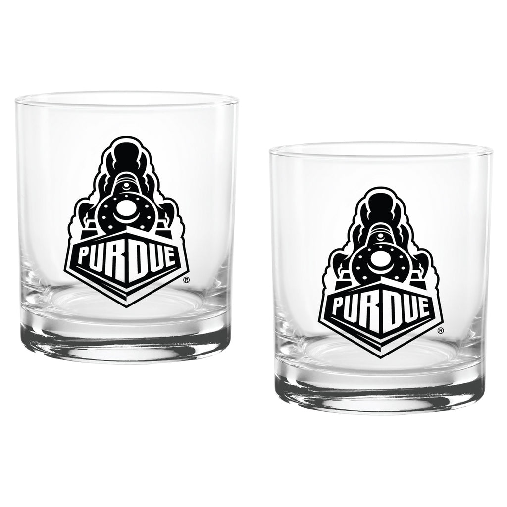 Set of 2 Purdue Boilermakers College Vault Sketch 14oz Rocks Glasses