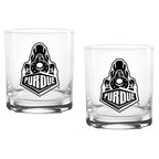 Set of 2 Purdue Boilermakers College Vault Sketch 14oz Rocks Glasses