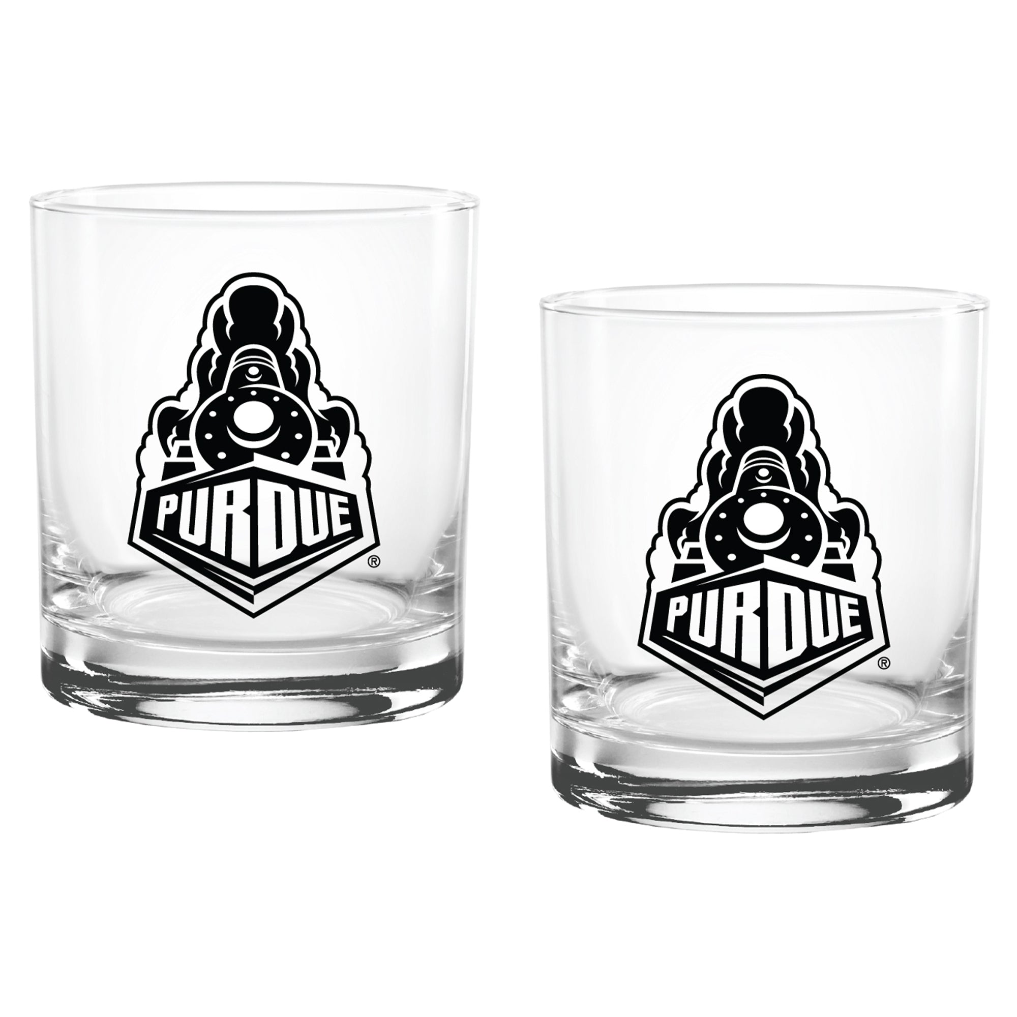 Set of 2 Purdue Boilermakers College Vault Sketch 14oz Rocks Glasses