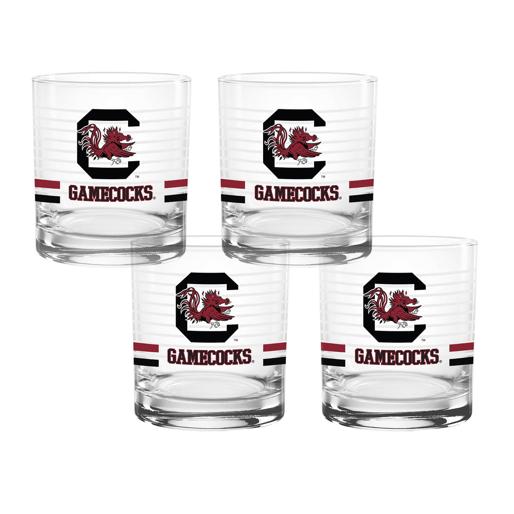 Set of 4 South Carolina Gamecocks 14oz Ring Rocks Glasses
